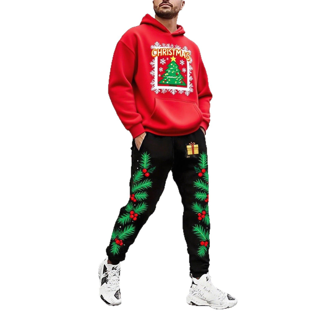 Herren Weihnachtsmotiviere Kapuzenpullover und Jogginghose Set Drune