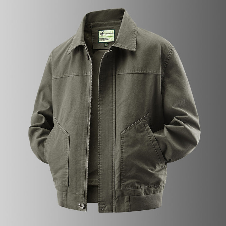 Herren o-Baumwoll-Twill-Arbeitsjacke mit schrägen Handtaschen und geripptem Saum Drune