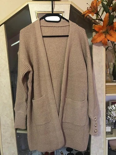 Damen Elegante Strickjacke mit Knopfdetails und praktischen Taschen Drune