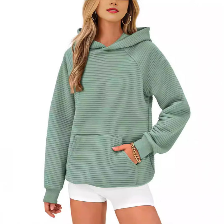 Damen modischer Kapuzenpullover mit strukturiertem Oberflächenmuster Drune