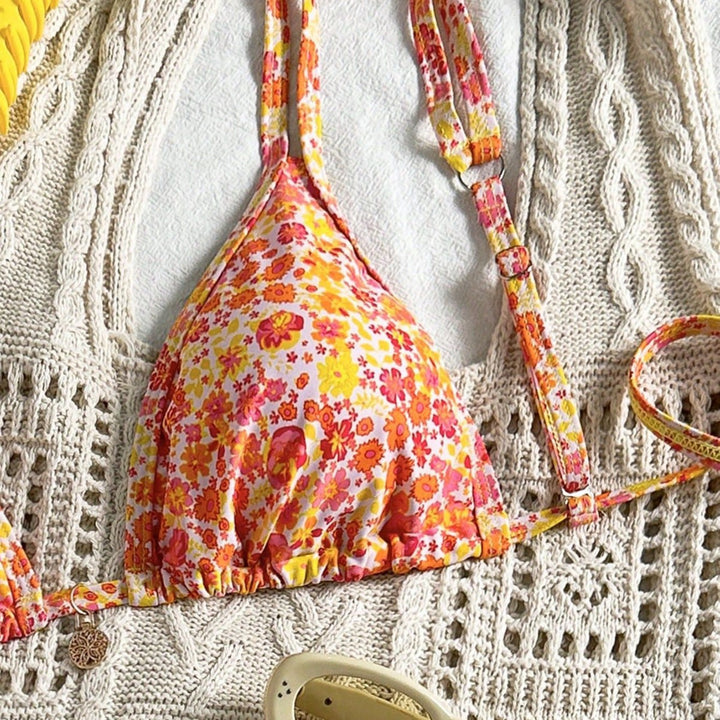 Damen Triangel-Bikini mit fließendem Floral-Design Drune