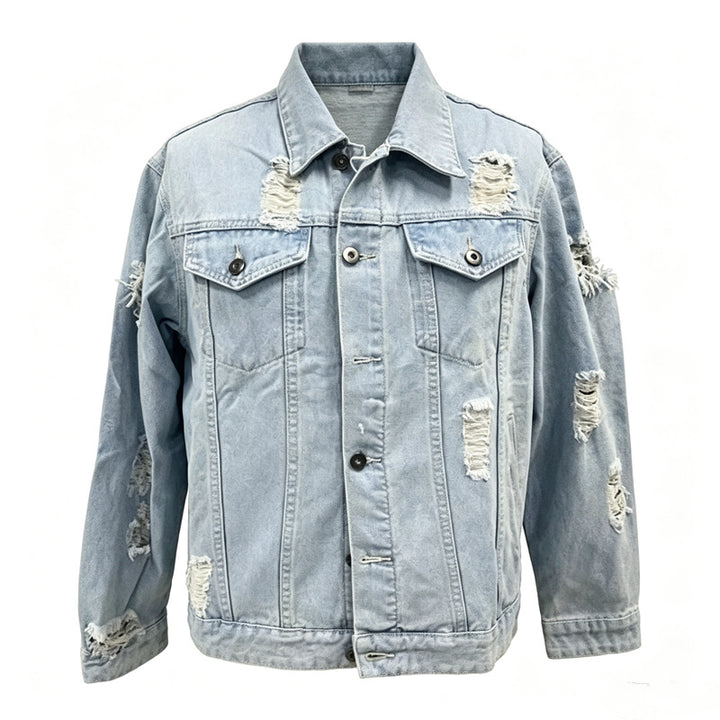 Herren Modische Denimjacke mit Destroyed-Details Drune
