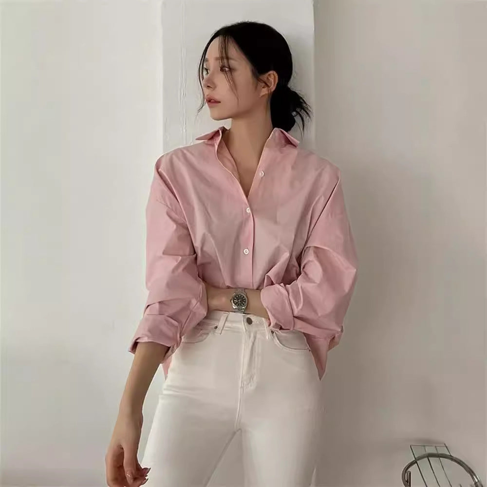 Damen Oversize-Kentkragenbluse aus leichter Baumwoll-Popeline mit kastiger Passform und krempelbaren Ärmeln Drune