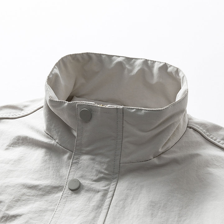 Herren urbaner Oversized Utility-Jacke mit versteckter Reißverschlussblende und elastischem Saum Drune