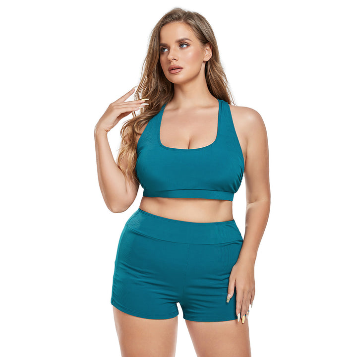 Damen Sportliches Bikini-Set mit hochgeschnittenen Shorts und breitem Bandeau-Oberteil Drune