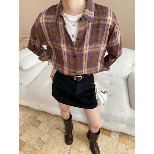 Damen karierte Overshirt mit modischem Schnitt und lässigen Details Drune