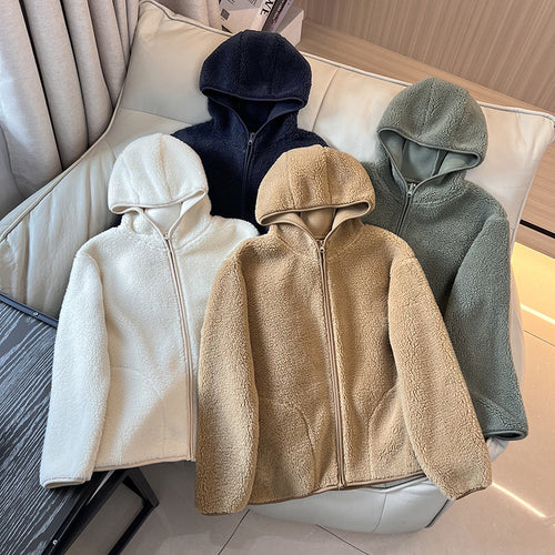 Damen Kuschelige Fleecejacke mit Kapuze und praktischen Taschen Drune