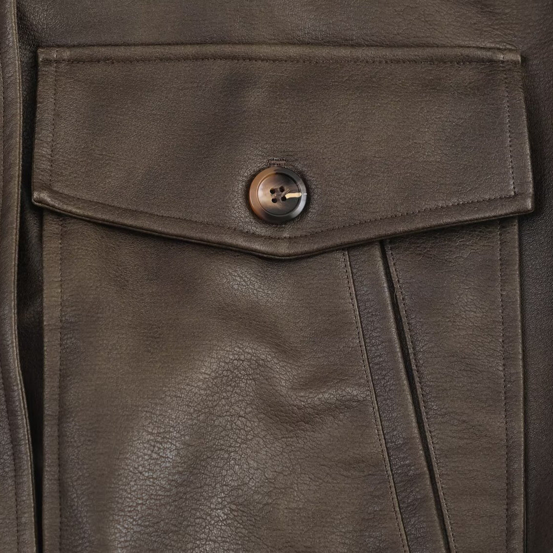 Damen Kunstlederjacke mit abnehmbarer Kunstfellkragen und praktischen Taschen Drune