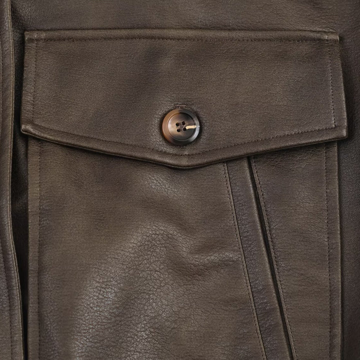 Damen Kunstlederjacke mit abnehmbarer Kunstfellkragen und praktischen Taschen Drune