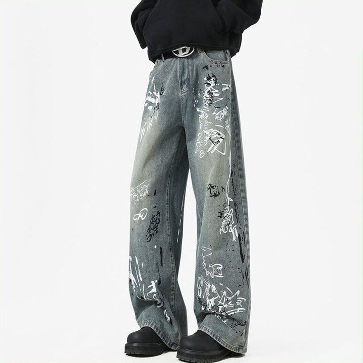 Damen Modische Graffiti Jeans Drune