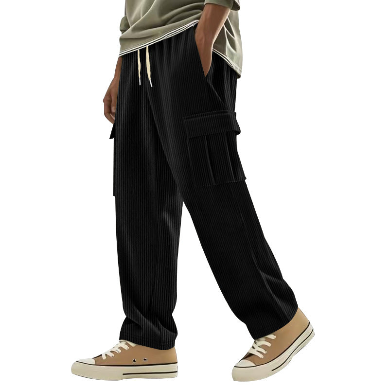 Herren Cordcargo-Hose mit weitem Bein, Tunnelzugbund und aufgesetzten Cargotaschen Drune