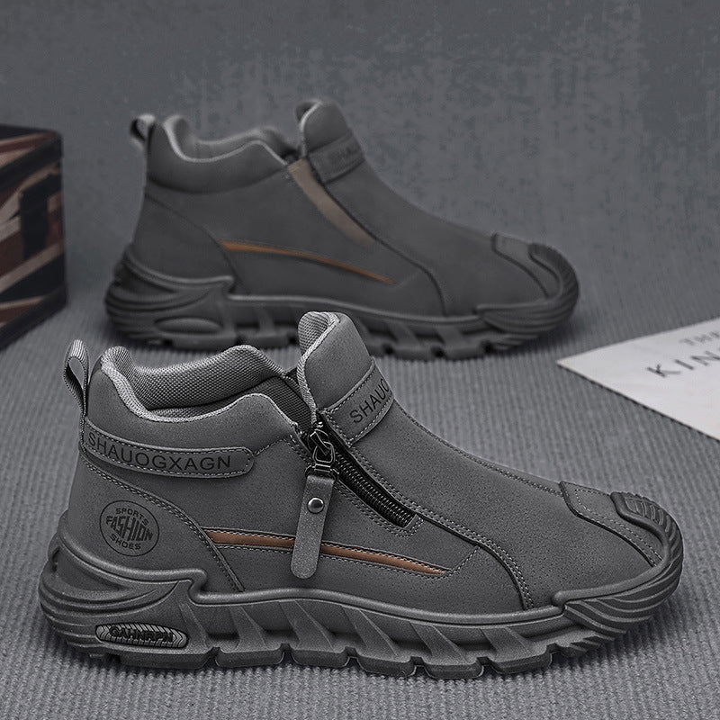 Damen Modische High-Top Sneakers mit seitlichem Reißverschluss und dämpfender Sohle Drune
