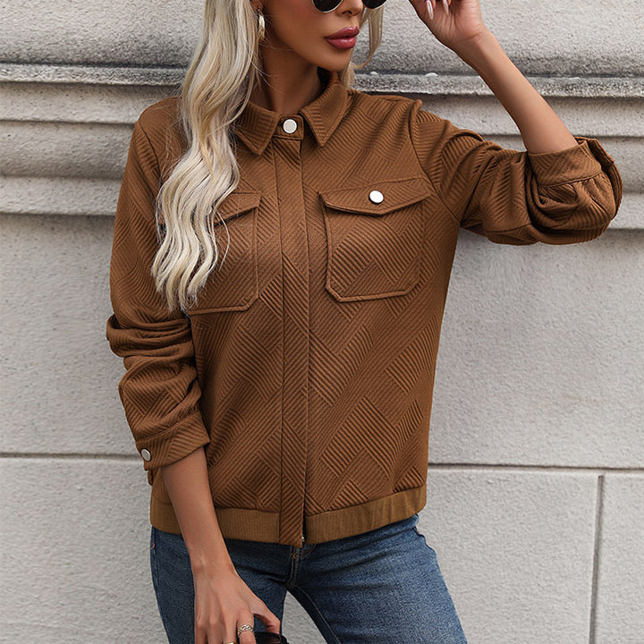 Damen Modische Overshirt-Jacke mit strukturiertem Muster Drune
