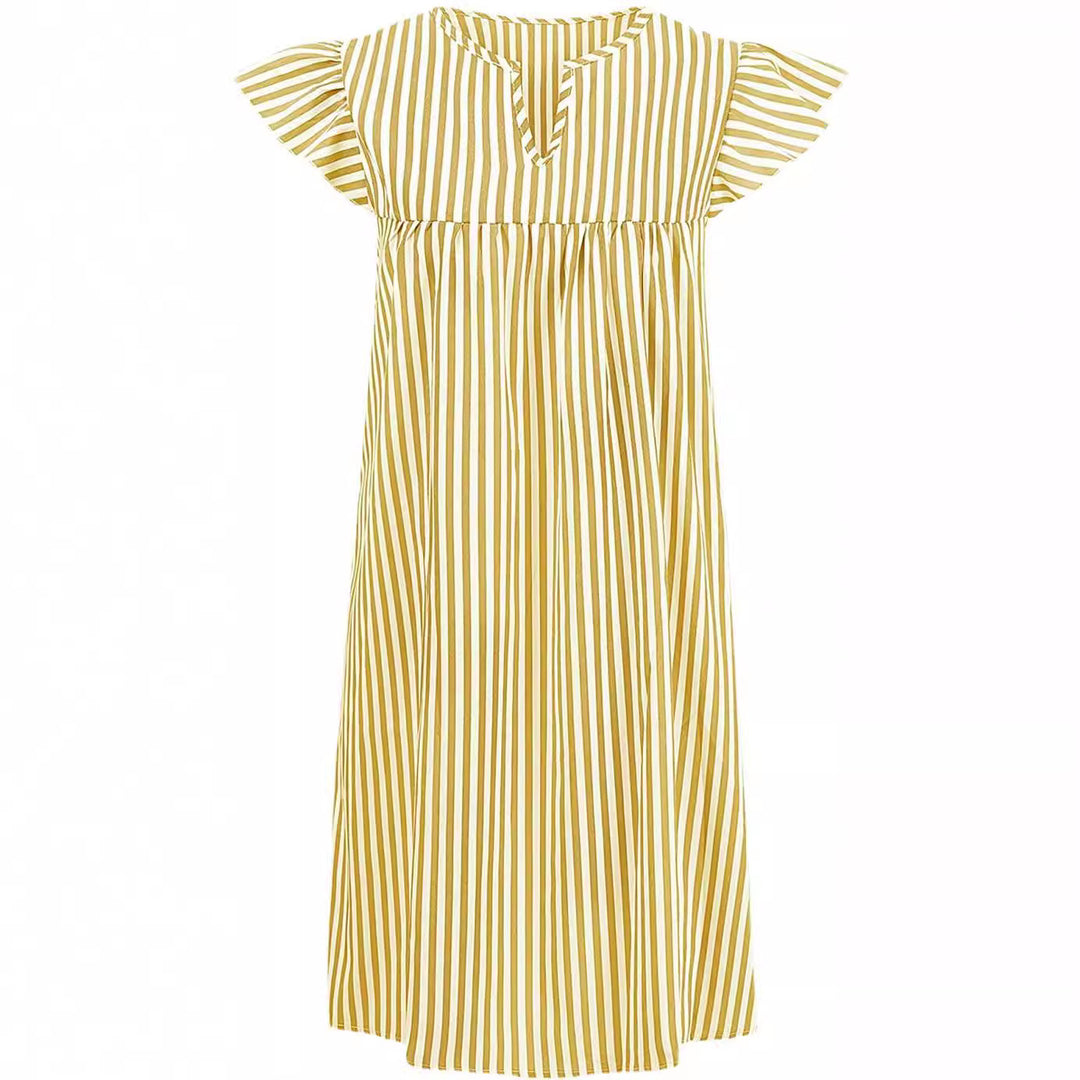 Damen Strandkleid mit fließendem Schnitt und voluminösen Rüschenärmeln Drune