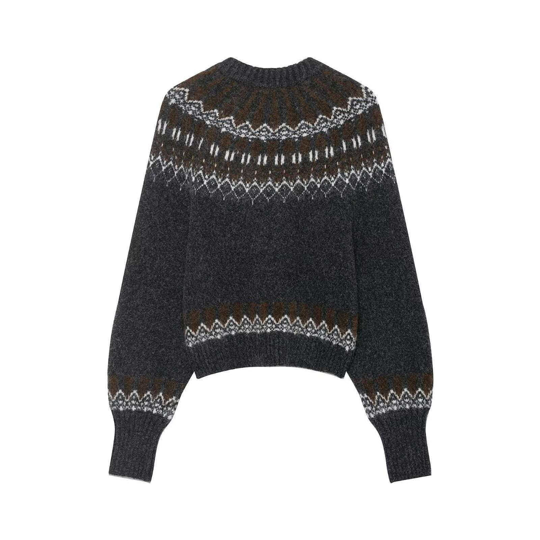 Damen Strickpullover mit modernem Norwegermuster und weitem Schnitt Drune