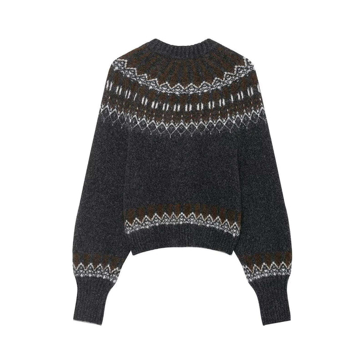 Damen Strickpullover mit modernem Norwegermuster und weitem Schnitt Drune