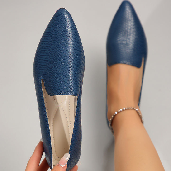 Damen nan flexible Keil‑Loafer mit Krokoprägung und spitzer Zehenpartie Drune