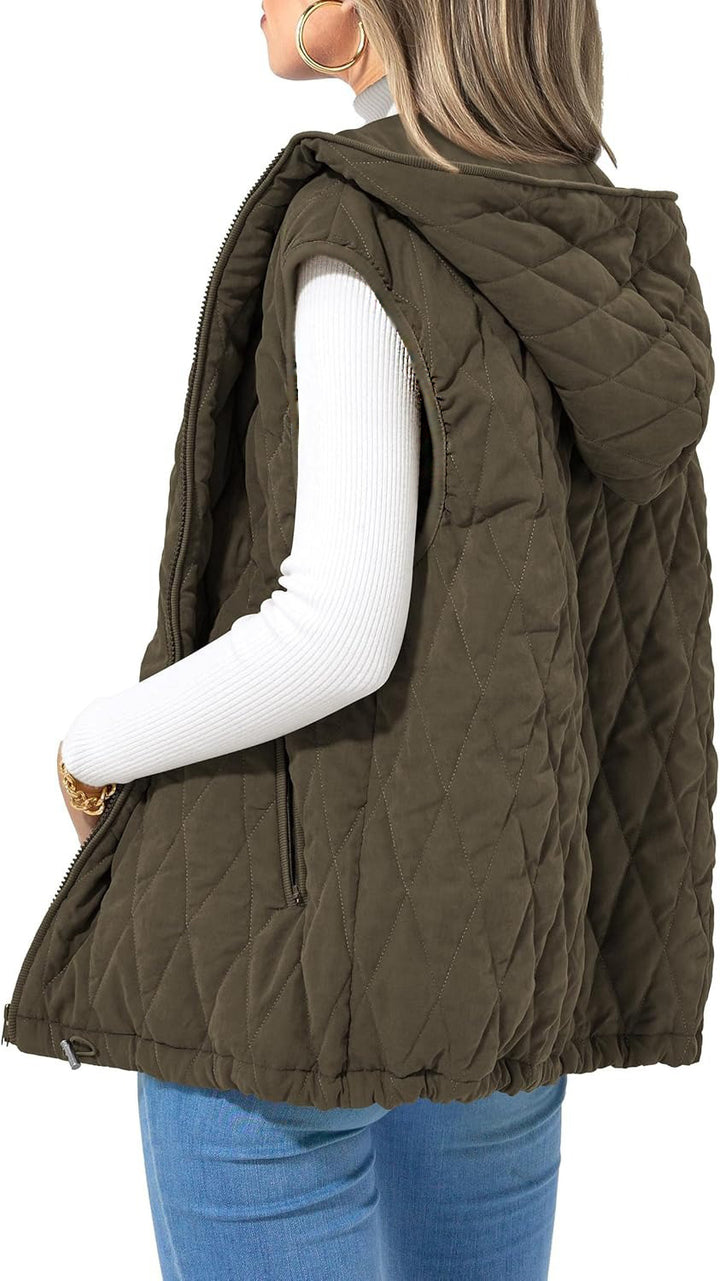 Damen gesteppte Hoodie-Weste mit praktischen Taschen Drune