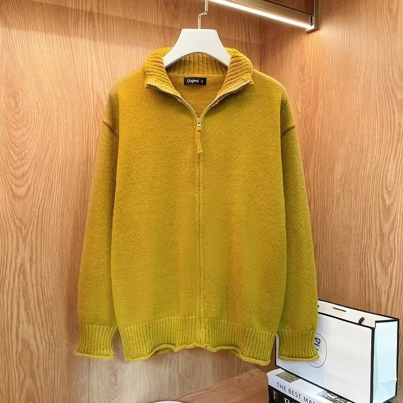 Damen Strickjacke mit hohem Kragen und Reißverschluss Drune