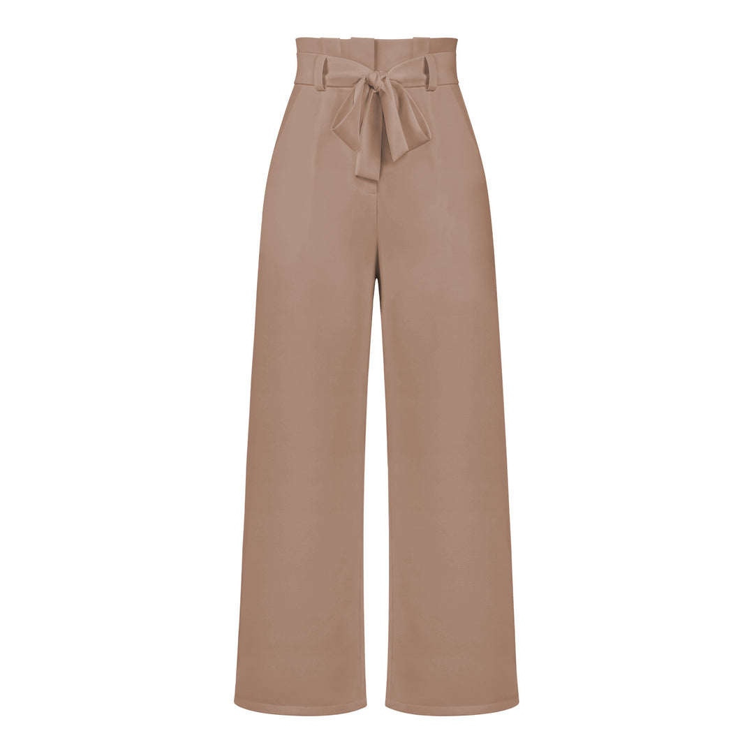 Damen Weit geschnittene Hochbundhose mit Bindegürtel Drune