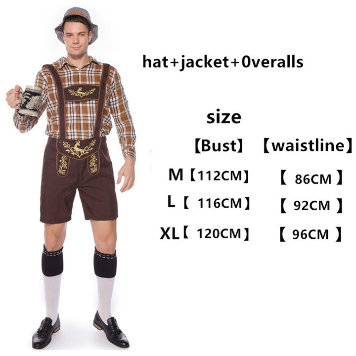 Damen nan Trachten-Shorts Latzhose mit bestickter Vorderpasse, verstellbaren Trägern und kariertem Blusen-Set Drune