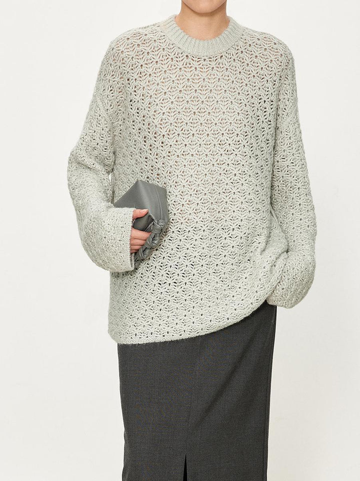 Damen luftiger Strickpullover mit offener Struktur Drune