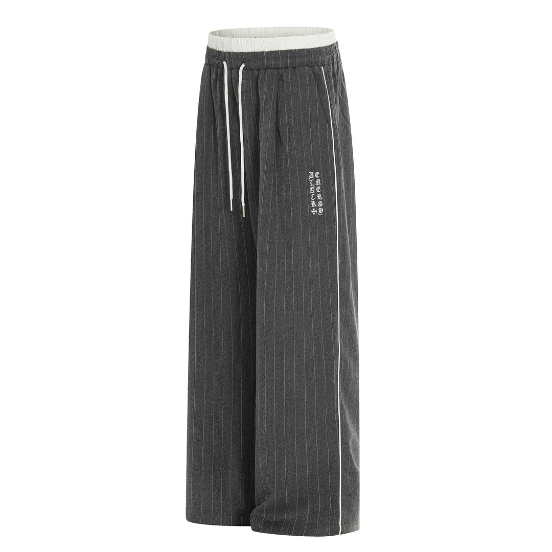 Damen Weite Pinstripe-Culotte-Hose mit elastischem Bund und Kordelzug Drune