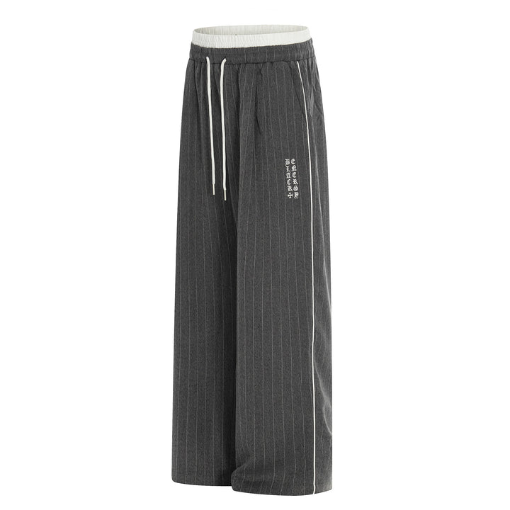 Damen Weite Pinstripe-Culotte-Hose mit elastischem Bund und Kordelzug Drune