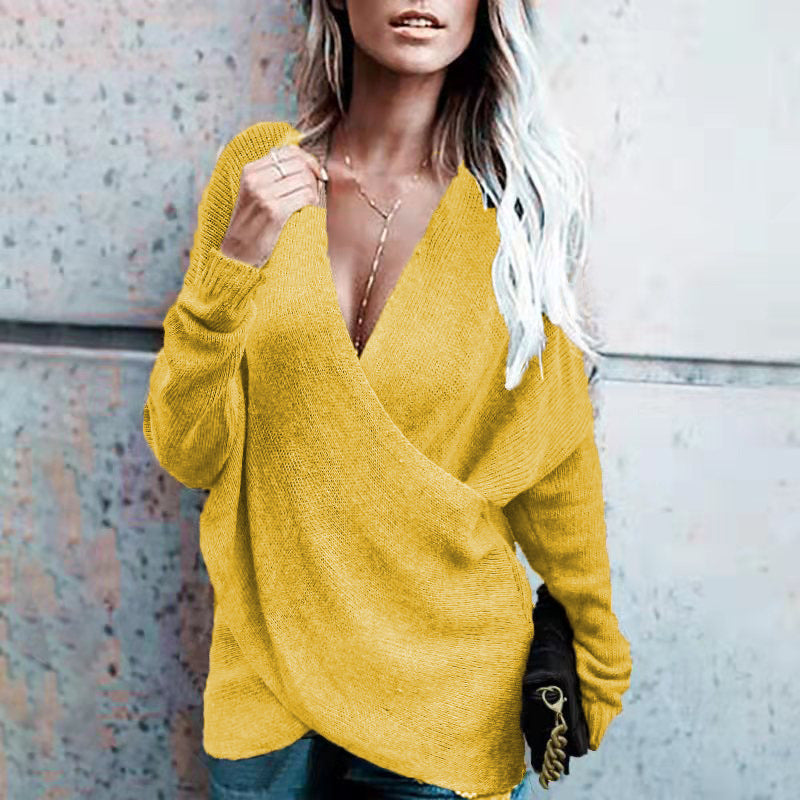 Damen Wickelstrickpullover Drune
