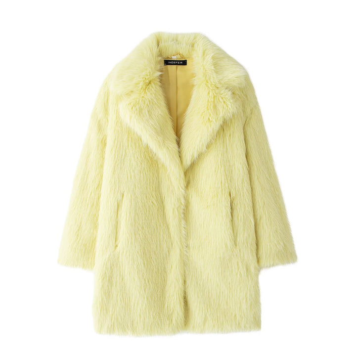 Damen Faux-Fur-Mantel mit Oversize-Schalkragen und langem, taillenfreiem Schnitt Drune