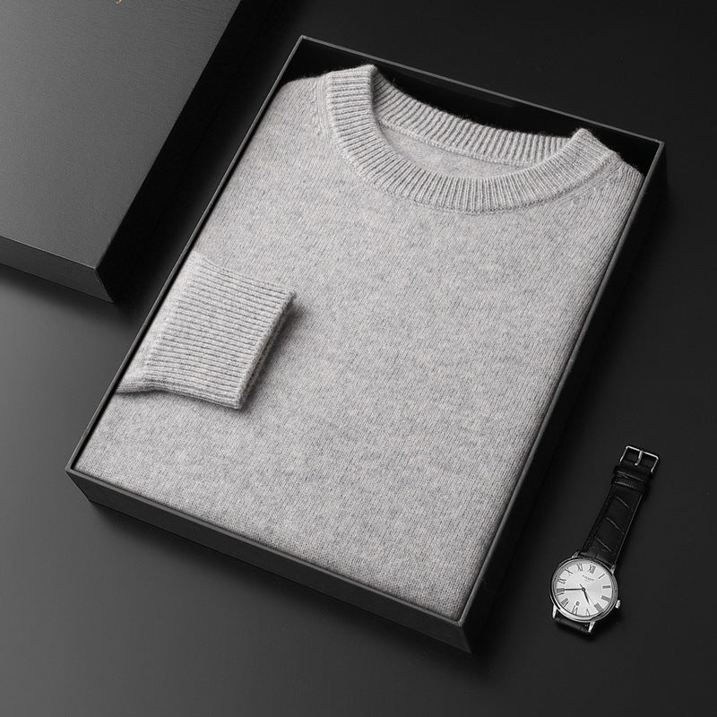 Herren Rundhals-Pullover im Kaschmir‑Look mit extraweichem Flor und Geschenkbox Drune