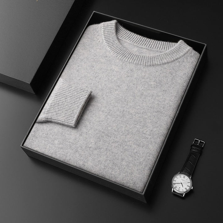 Herren Rundhals-Pullover im Kaschmir‑Look mit extraweichem Flor und Geschenkbox Drune