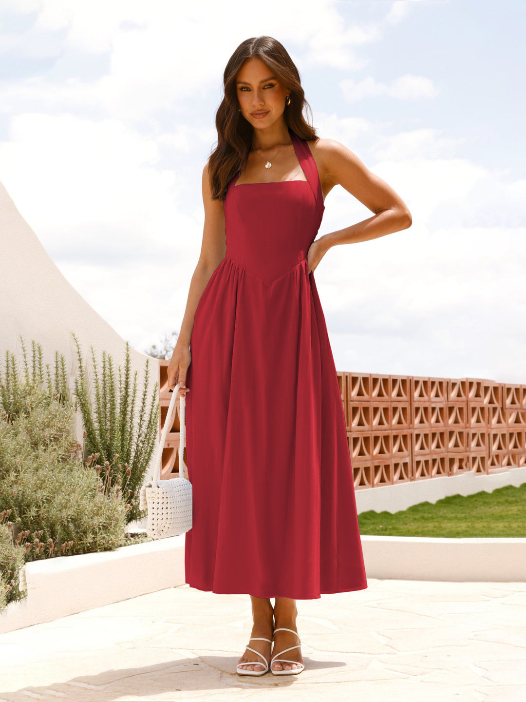 Damen Maxikleid mit schulterfreier Trägerkonstruktion und elegantem Schnitt Drune