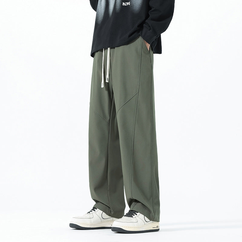 Herren Weite Relaxed‑Fit Freizeithose mit Tunnelzugbund und Teilungsnähten Drune