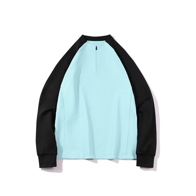 Herren Halbzip-Sweatshirt mit Raglanärmeln, Stehkragen und Kontrastärmeln Drune