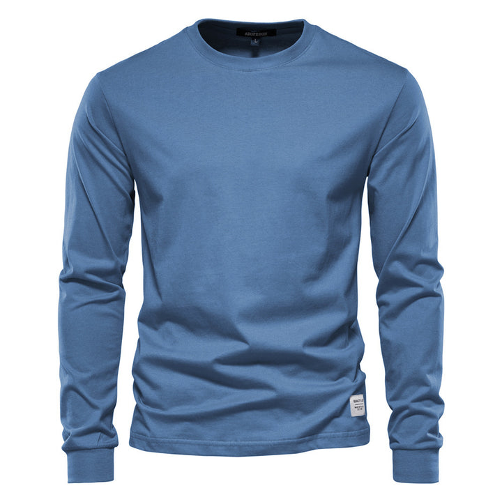Herren nan klassisches langärmliges Baumwollshirt mit Rundhalsausschnitt und elastischen Bündchen Drune