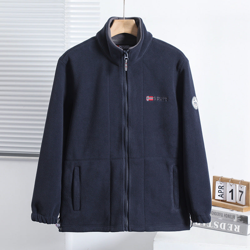 Herren nan Fleecejacke mit Stehkragen, durchgehendem Reißverschluss, zwei Eingrifftaschen und elastischen Bündchen Drune