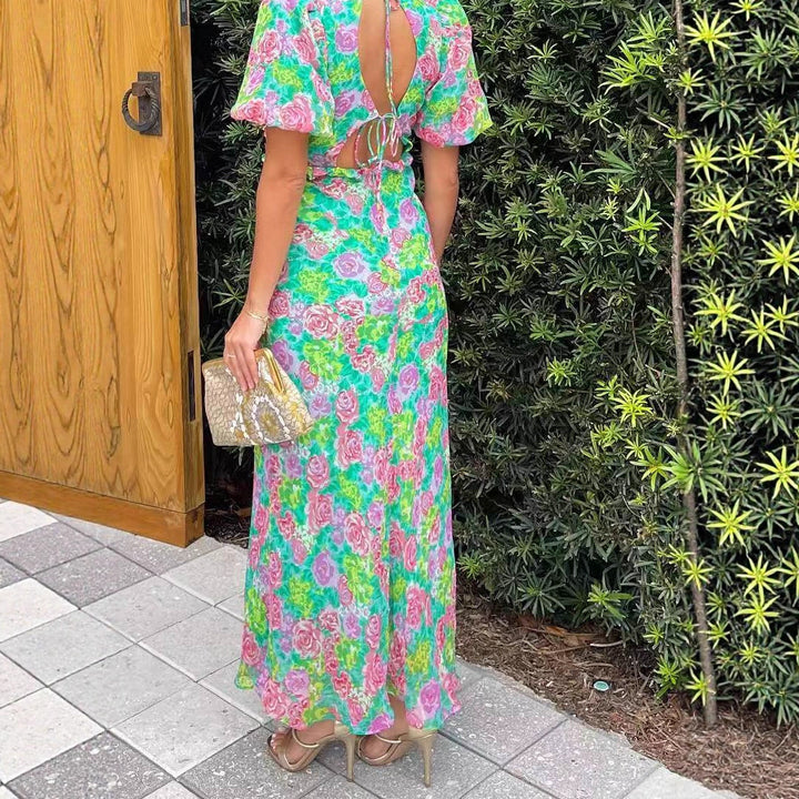 Damen Maxi-Kleid mit romantischem Flora-Design und fließendem Schnitt Drune