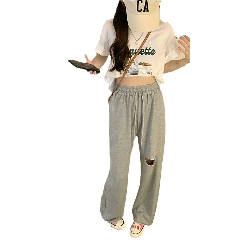 Damen bequeme Freizeithose mit modischen Cut-Out-Details Drune
