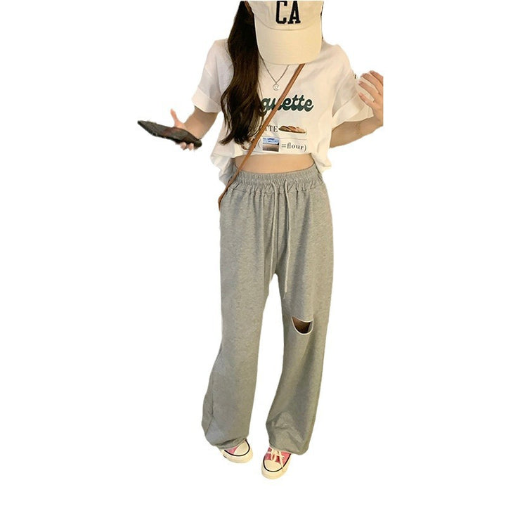 Damen bequeme Freizeithose mit modischen Cut-Out-Details Drune