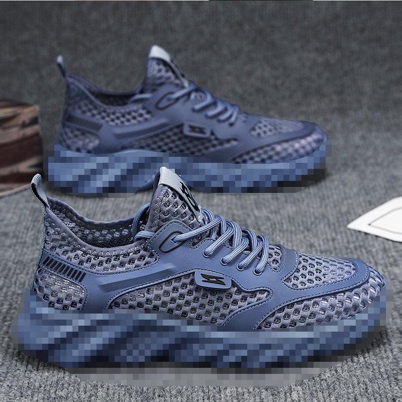 Herren Atmungsaktiver Mesh-Freizeitsneaker mit strukturierter Wellen-Plateausohle Drune