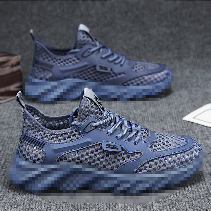 Herren Atmungsaktiver Mesh-Freizeitsneaker mit strukturierter Wellen-Plateausohle Drune