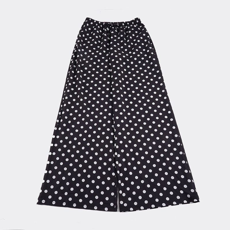 Damen nan weite Palazzo-Hose mit elastischem Bund und Punkte-Muster Drune