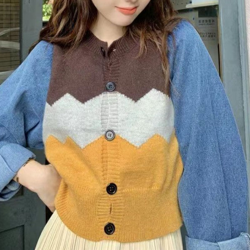 Damen Trendige Strickjacke mit modernen Farbakzenten Drune