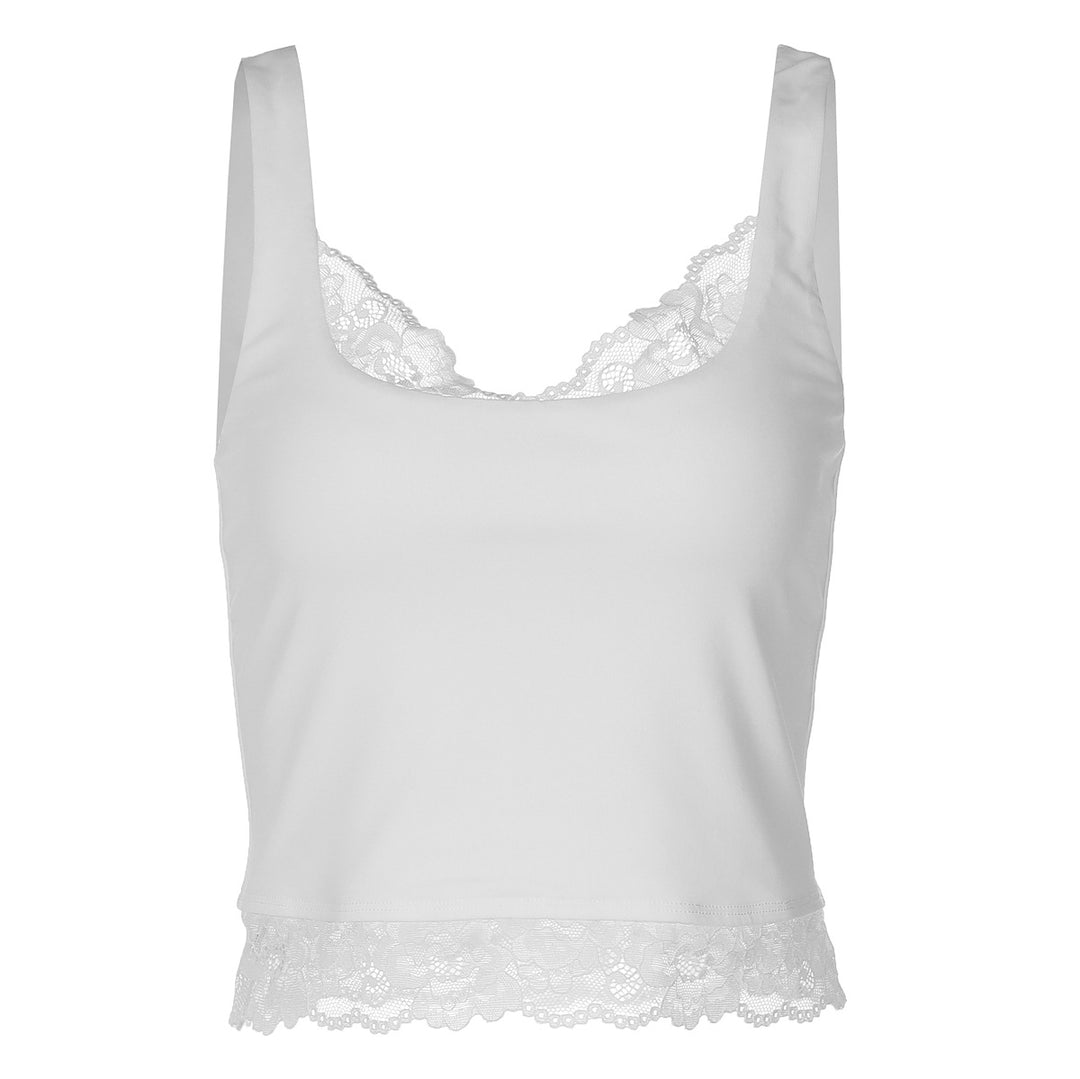 Damen Spitzen-Crop-Top mit schmalen Trägern und elastischem Unterbrustband Drune