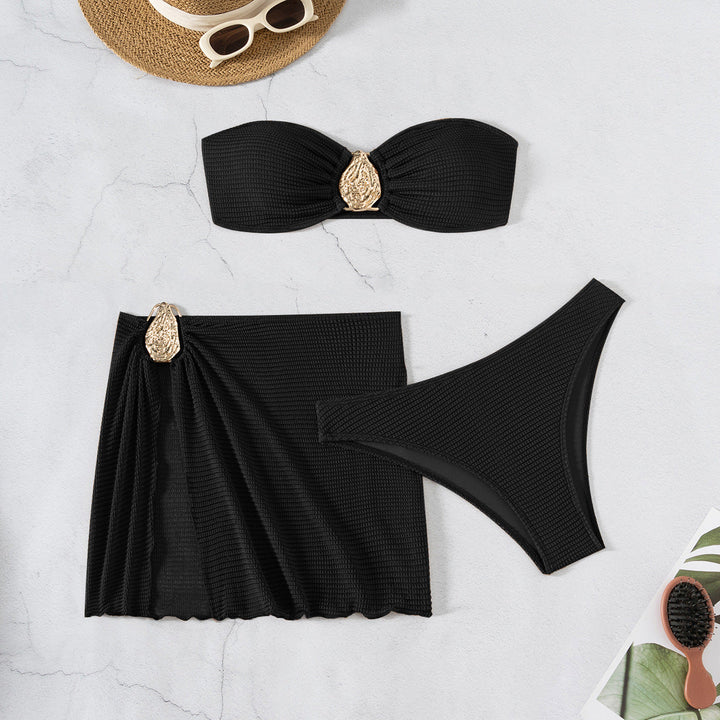 Damen Bandeau-Bikini-Set mit schickem Faltendetail Drune