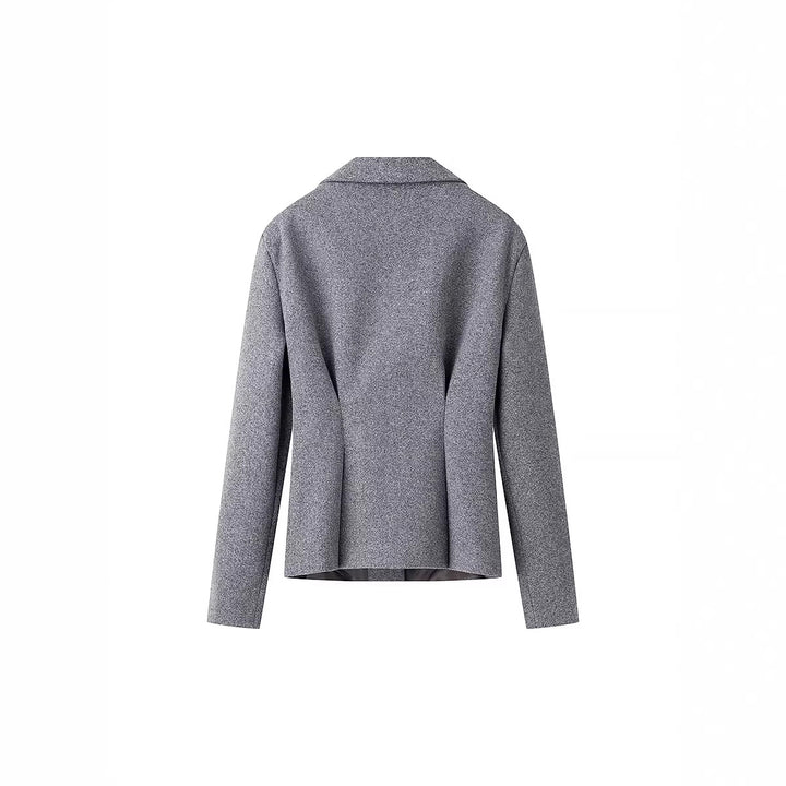Damen Elegantes Wollmix-Kostüm mit tailliertem Kurzblazer und ausgestelltem Midirock Drune