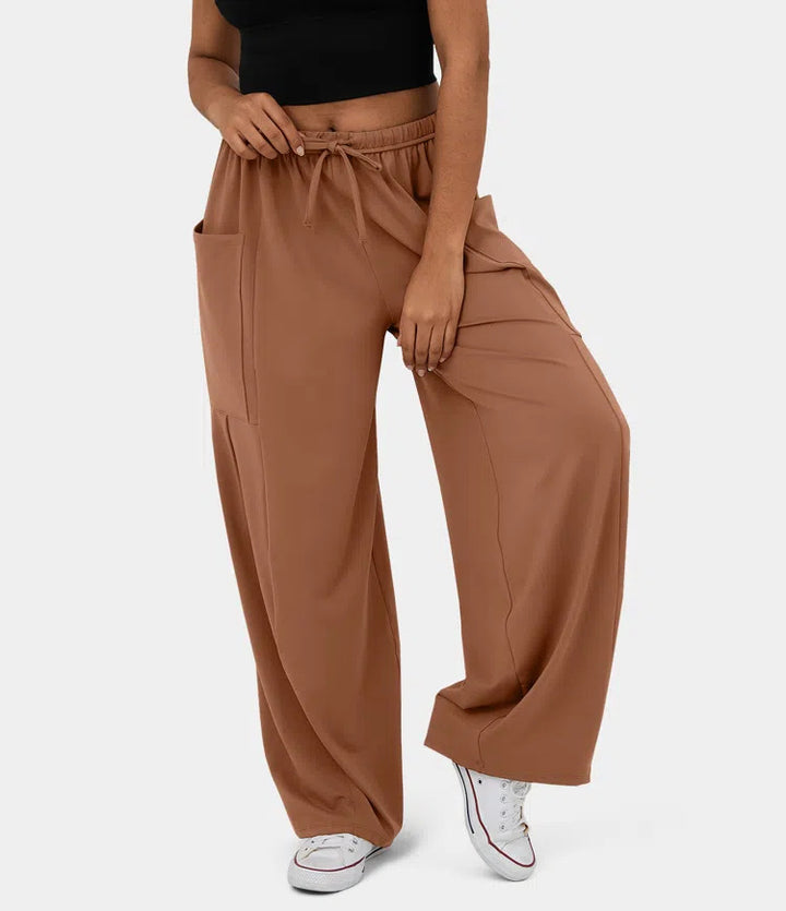 Damen Weite Freizeit-Hose mit elastischem Bund und praktischen Taschen Drune