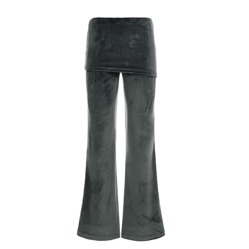 Damen Flared Hose aus weichem Velours Drune
