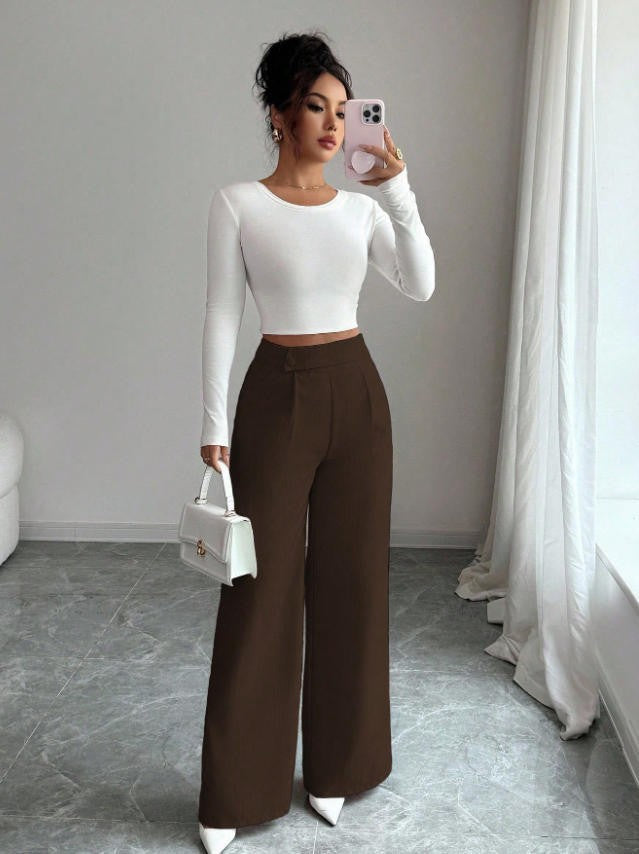 Damen Hoch taillierte, elegante und weiche Hose Drune